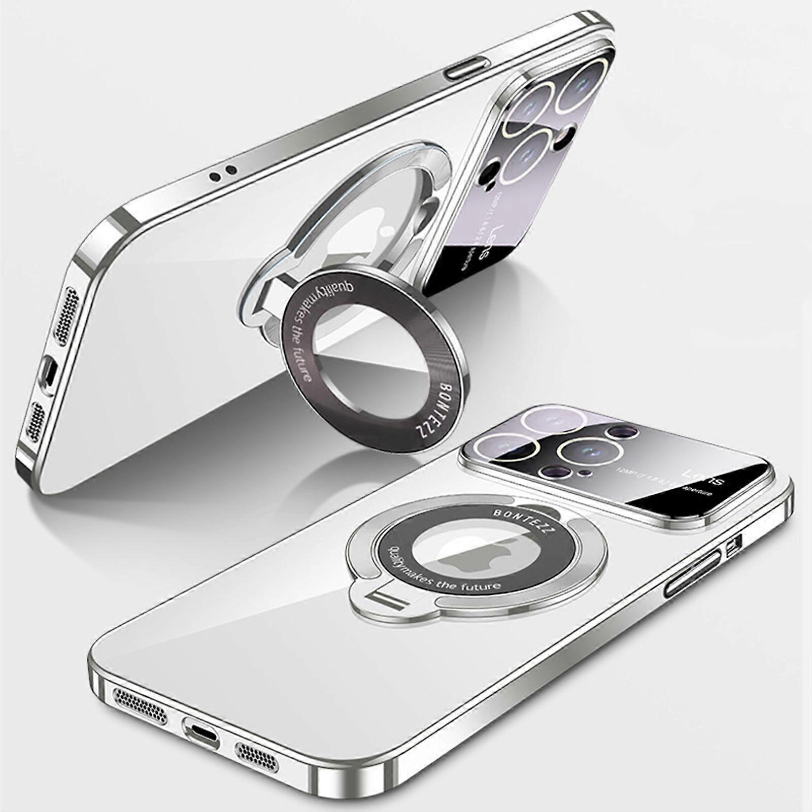 Magnetic Foldable Stand Case Cover for iPhone 15 Pro Max, Large Window Phone Case Leak Label Magnetic Bracket for 15 Pro max