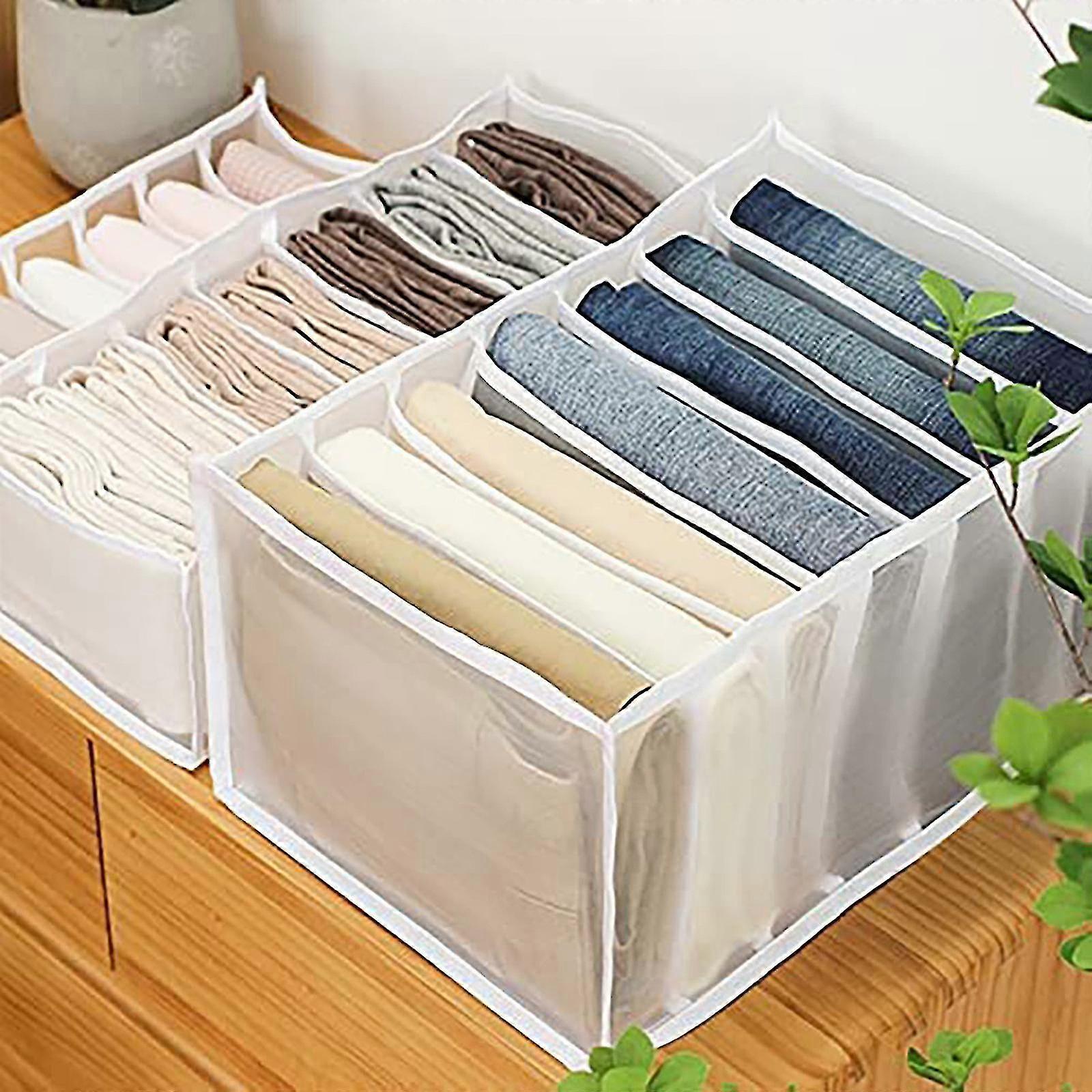 2pc 7 Grids Washable Wardrobe Clothes Organizer Jeans Leggings Compartment Storage Box (36x17x12cm)/(36x25x20cm)