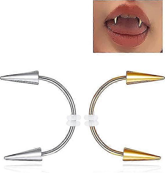2ks Upíří Zubní Prsten Z Nerezové Oceli Zuby Hřebíky Smajlík Piercing Zuby Šperky