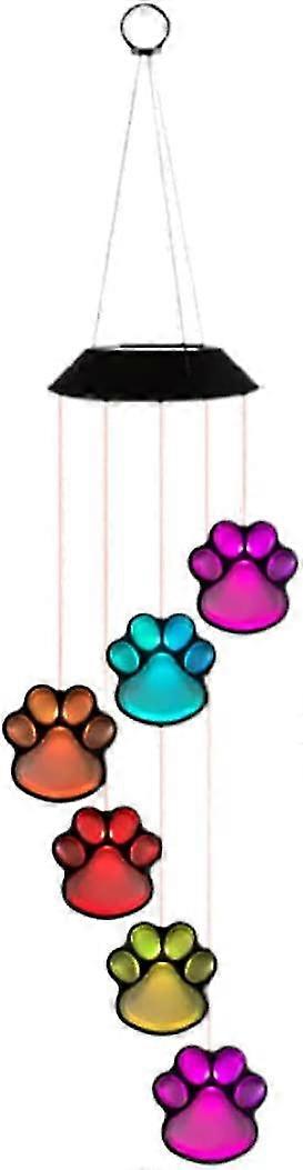 Paw print solar wind chimes