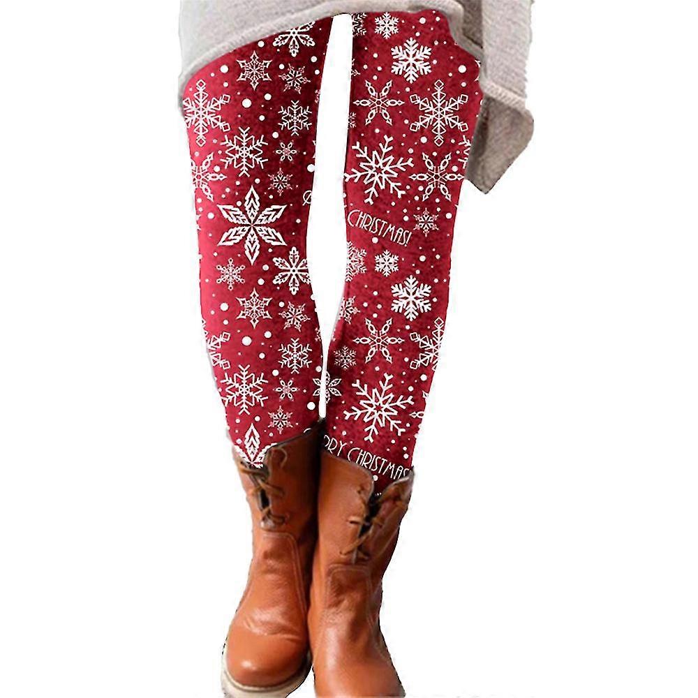 Dame Juleprint Tynde lange bukser Vinterjule stretch leggings Bukser