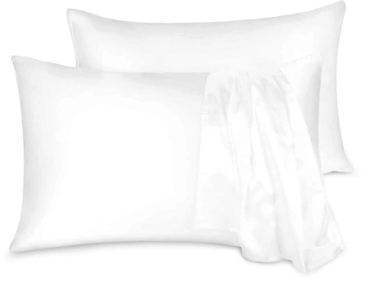 Set of 2 Double-Sided Mulberry Silk Pillowcases with Zipper Closure, Cold White Color