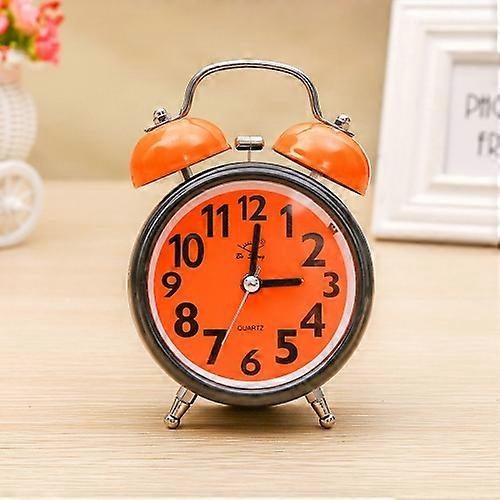 A32 Double Bell Alarm Clock Student Bedside Clock (Orange Red)