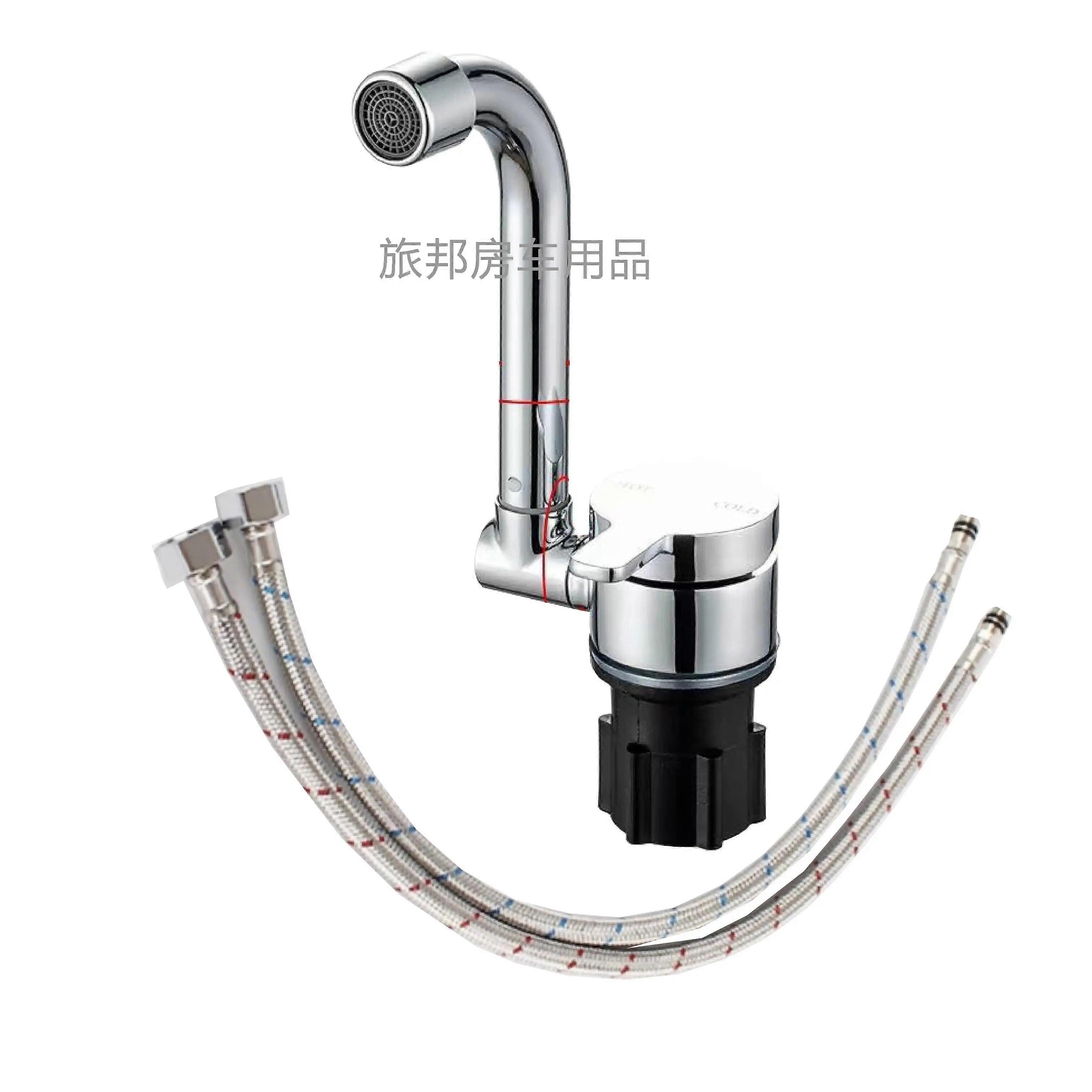 Folding Faucet 180 Degree 360 Rotating Caravan Sink Tap Mobile Kitchen Bathroom RV Marine Boat Motorhome Campervan Brass Chrome