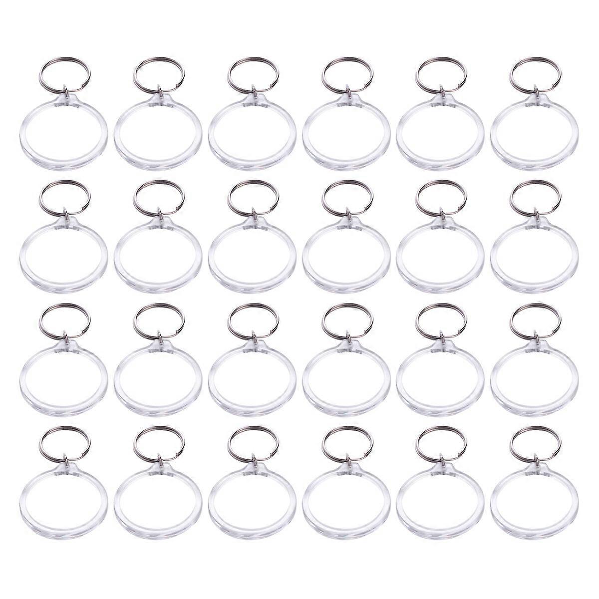 24PCS DIY Photo Frame Keychain Acrylic Photo Frame Key Chain Empty Photo Frame Key Ring Creative Round Shaped Photo Frame Keychain for Friends Familie