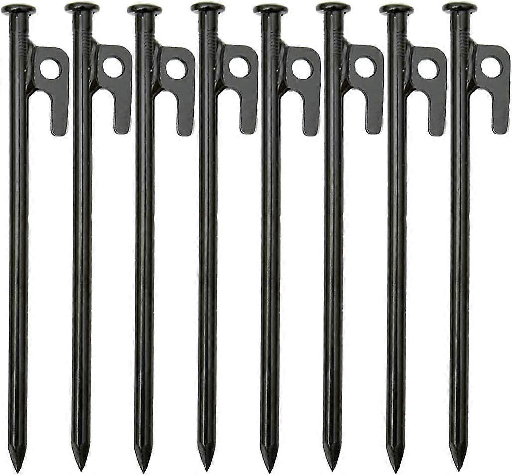 8Pcs Heavy Duty Tent Pegs, 20CM High Strength Forged Steel Camping Tent Stakes with Hook and Hole