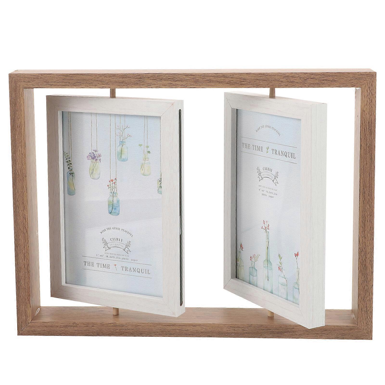 1pc Siamese Rotating Photo Frame Double Sided Photo Holder Photo Frame Art