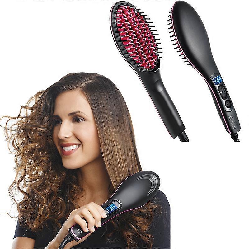 Heated Hair Straightener Brush Comb with Auto-Off Function