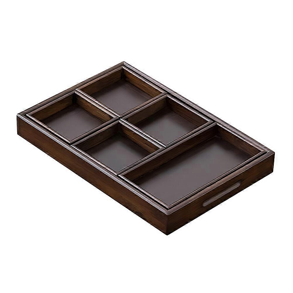 1 Set Trä Delad Serveringsbricka Kök Soffbord Snacks Fruktserveringsfat
