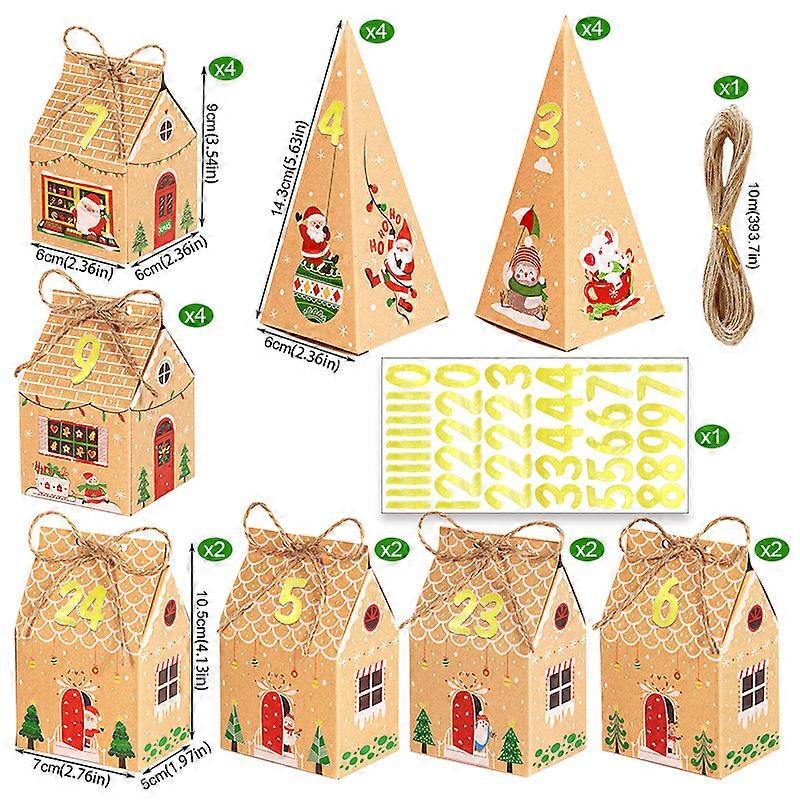 1 Set Christmas Advent Gift Boxes Xmas Countdown Treats Box Empty Advent Gift Boxes