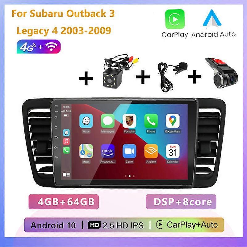 2din 8-core Android 10 car radio multimedia player with screen Carplay Auto GPS For Subaru Outback 3 Legacy 4 2003 2004-2009