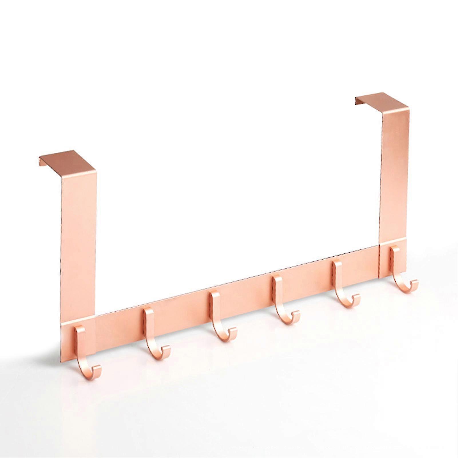 خطاف معطف الباب مع 6 خطافات ملابس ألومنيوم ل 35-45mm باب سميك باب خال من اللكمات