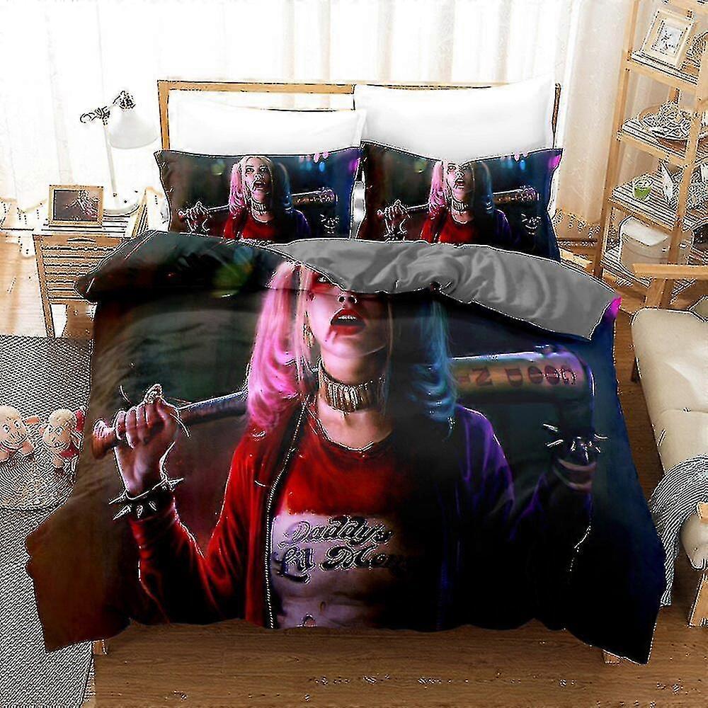 Esquadrão Suicida Arlequina Esquadrão Suicida Roupa de cama Capa de colcha Capa de travesseiro Único Duplo King Estilo 30 de alta qualidade