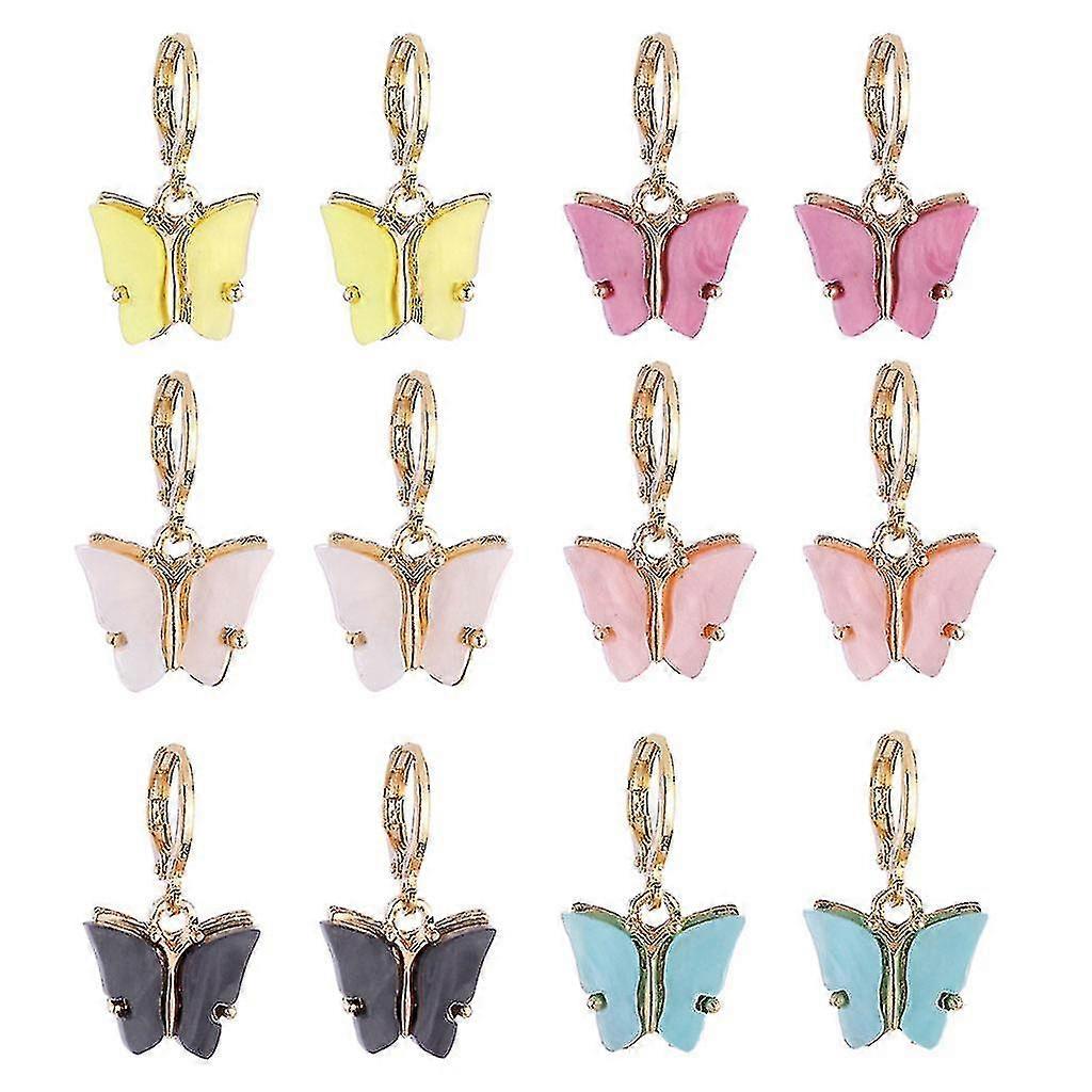 6 barev Butterfly Drop náušnice Tiny Dainty Mini Butterfly Hoop Náušnice Set
