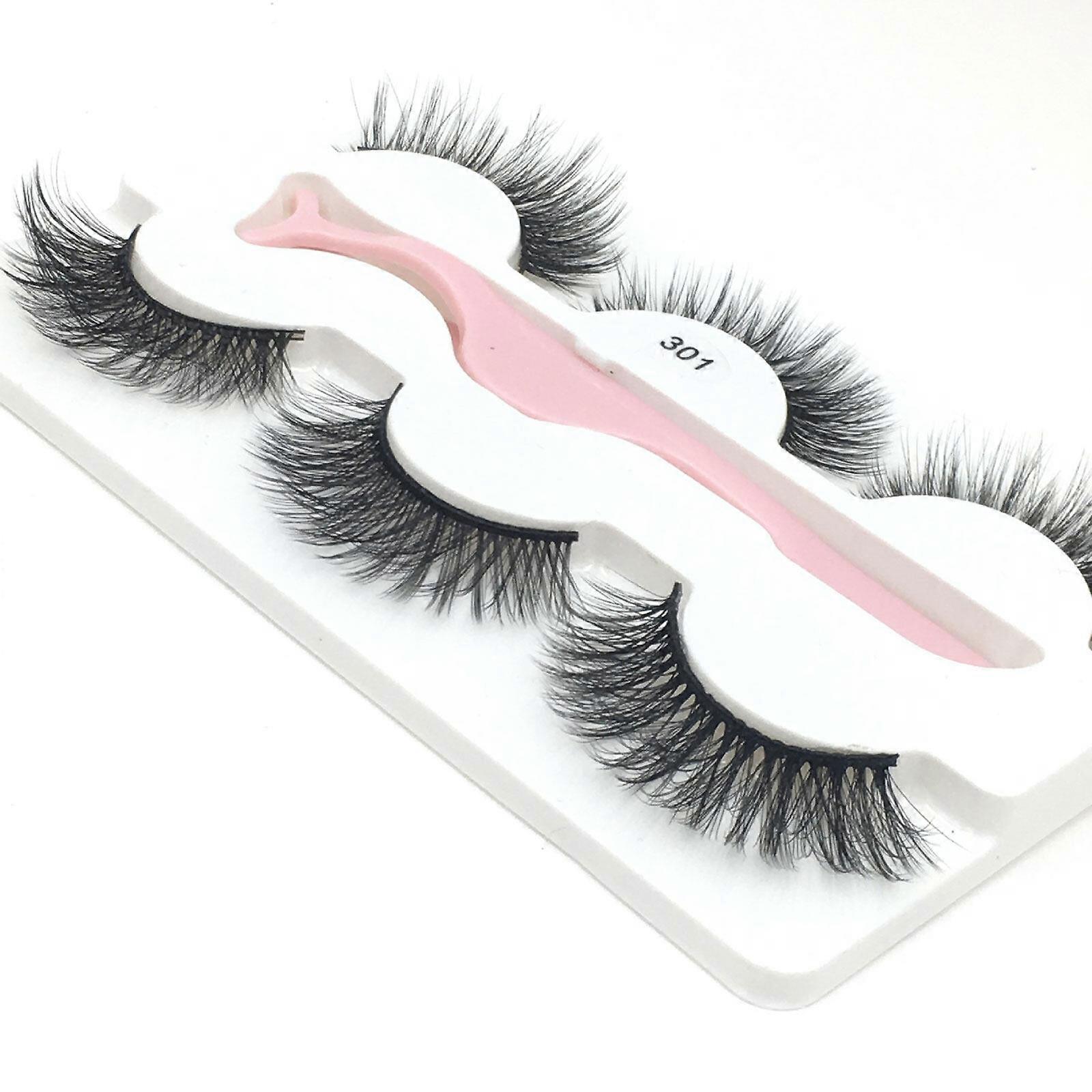 3Pairs Eye Lashes Extension 5D tekoripsien vapaa nestemäinen eyeliner pinsetillä