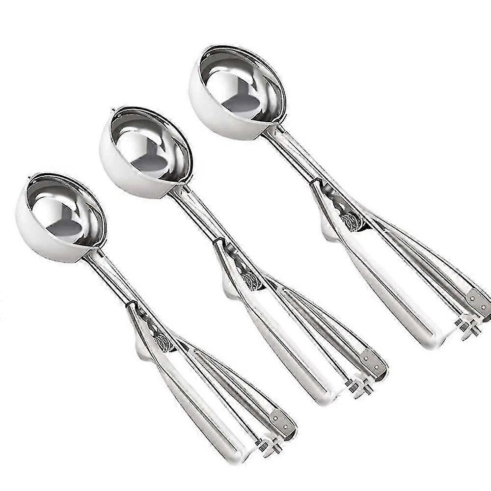 Ice Cream Scoop Set Stainless Steel Cookie Scoops With Trigger Release