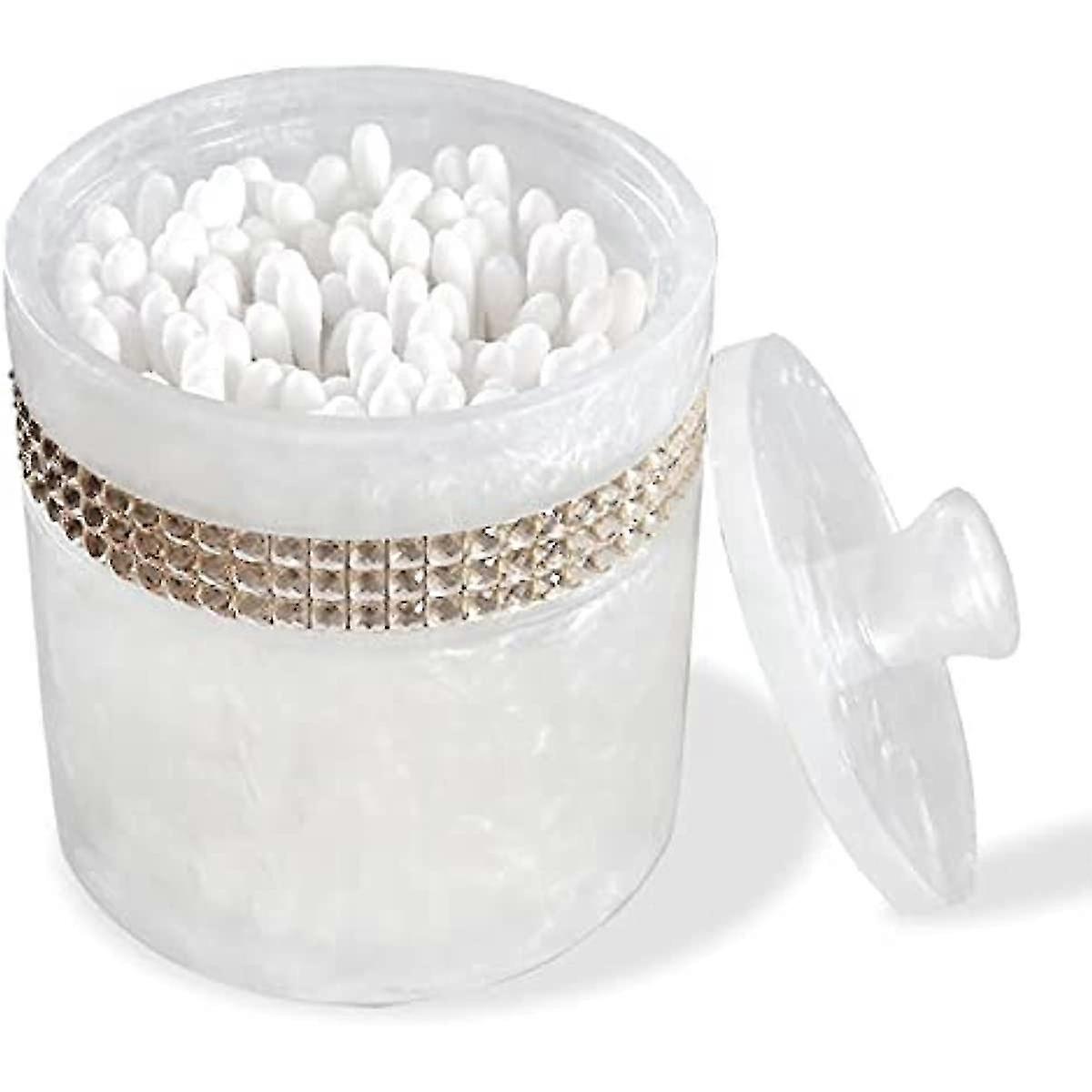 化妆棉垫架，装饰性Q尖头架棉签棉球分配器浴室罐储物罐带盖化妆整理器