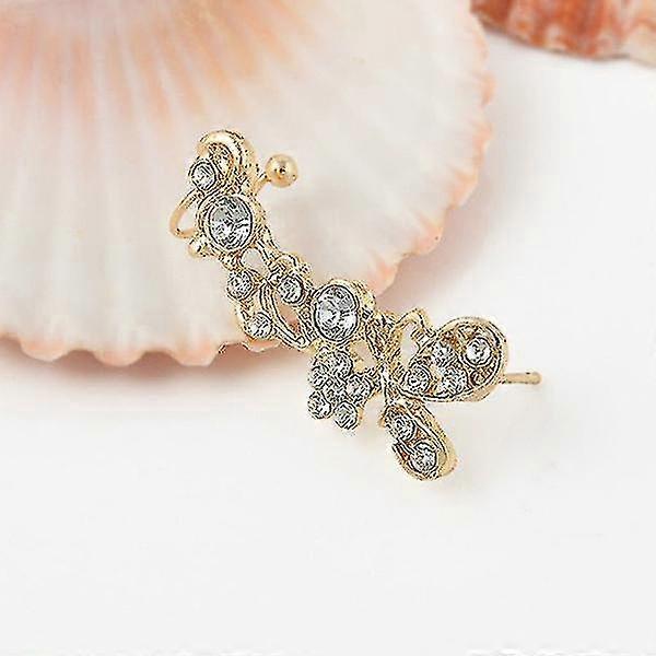 Retro Crystal Butterfly Flower Clip Ear Earring