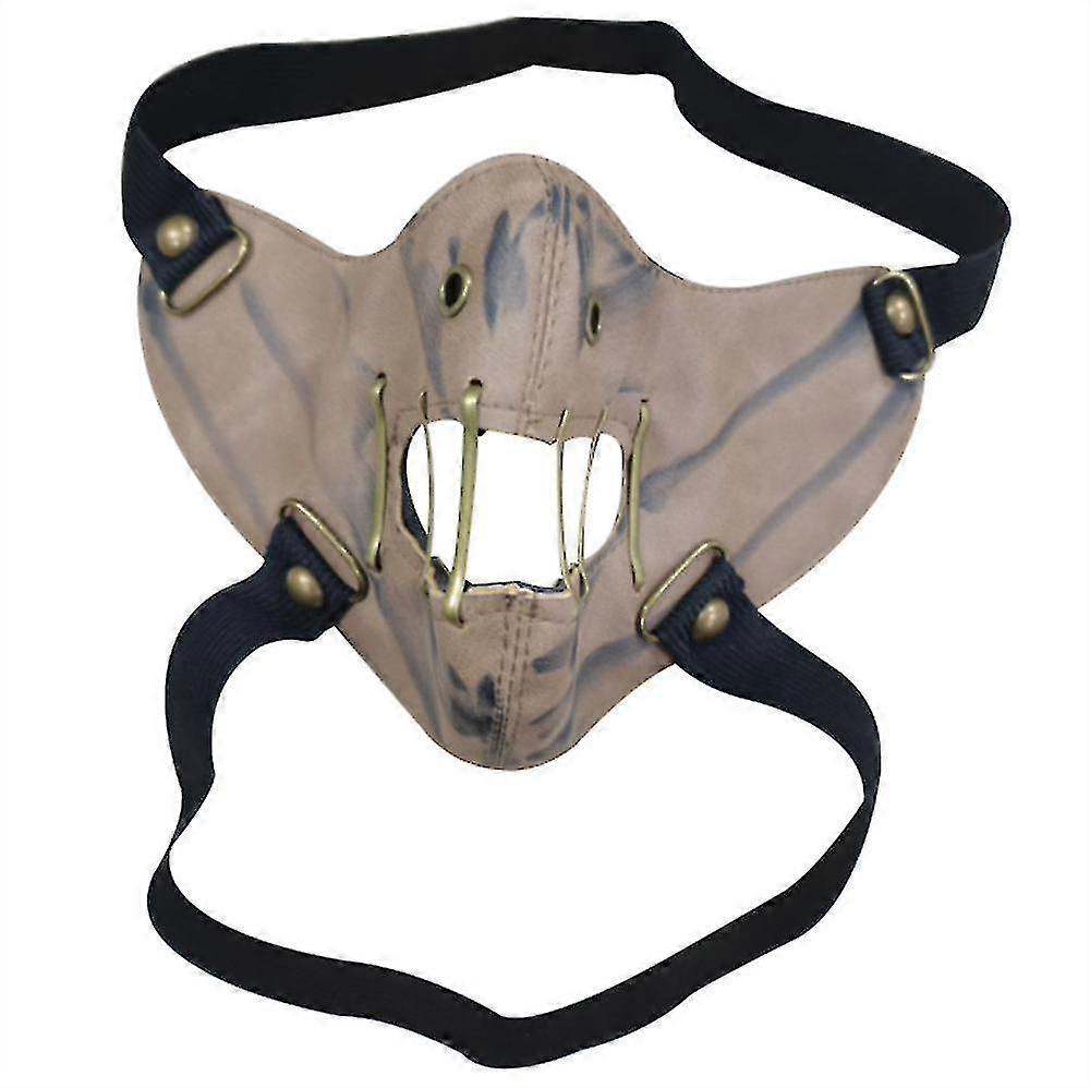 Gothic Black Leather Skull Head Vertical Stripoutdoor Personalized Half Face Mask