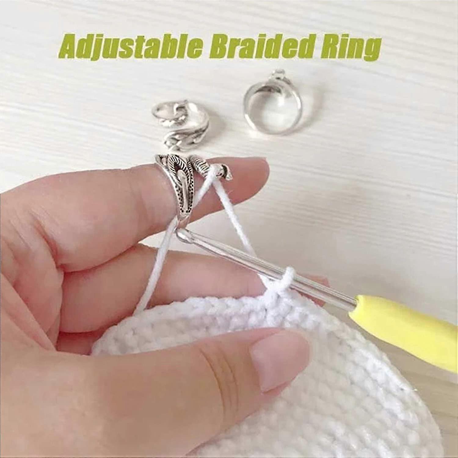 Adjustable Knitting Loop Ring, Rust-proof And Durable Yarn Guide Finger Holder, Advanced Phoenix Ring, Knitting Crochet Ring For Faster Knitting (pack