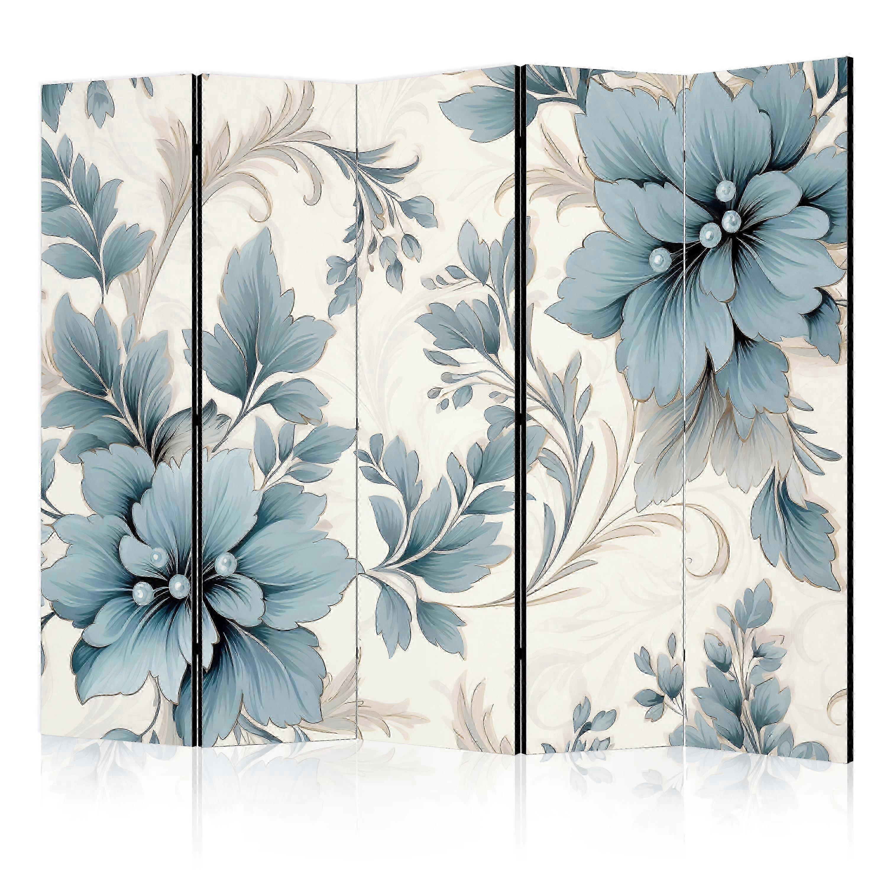 Divisor de Quarto - Flores Turquesa em Retro Vibe; Ornamentos florais