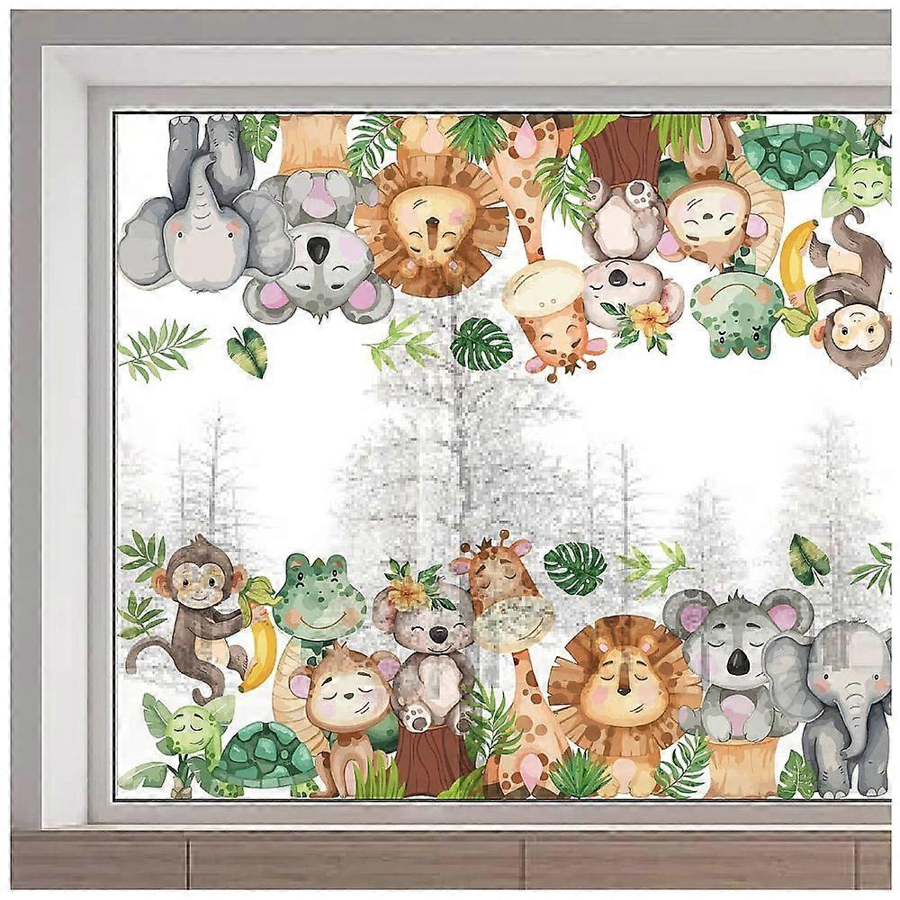 PVC Window Static Stickers Rectangle Shape for Window Decoration Animals 380x1160mm