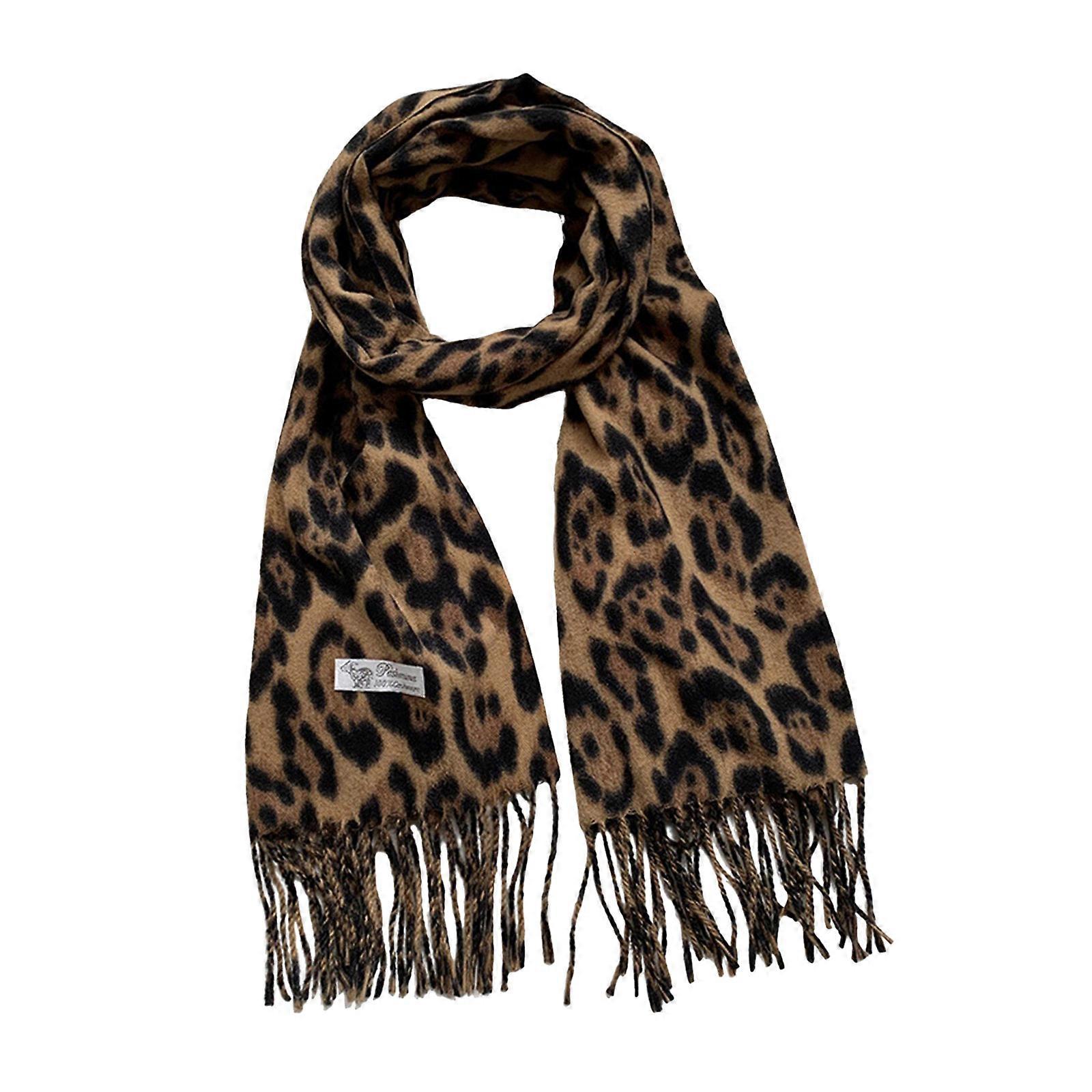 Écharpe à franges tendance avec imprimé léopard Cachemire confortable comme foulard de cou Foulard pour un usage quotidien Femmes Accessoires Jaune