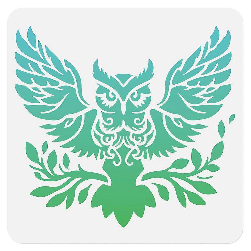 DIYスクラップブックフォトアルバムフクロウ300x300mmのための1pcペット中空描画絵画ステンシル