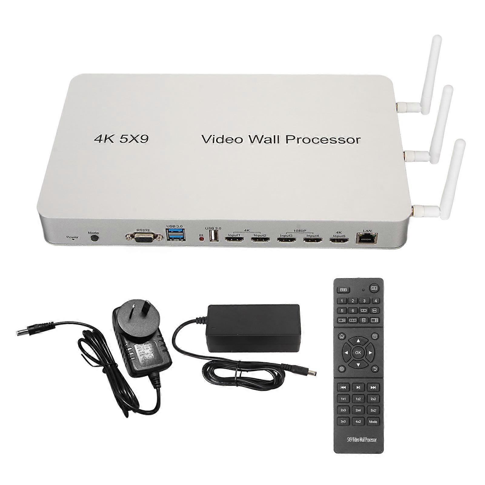 Video Wall Controller 4K 9 Channel Multi Splicing Modes HD Multimedia Interface Video Wall Splicer with Remote 100‑240V