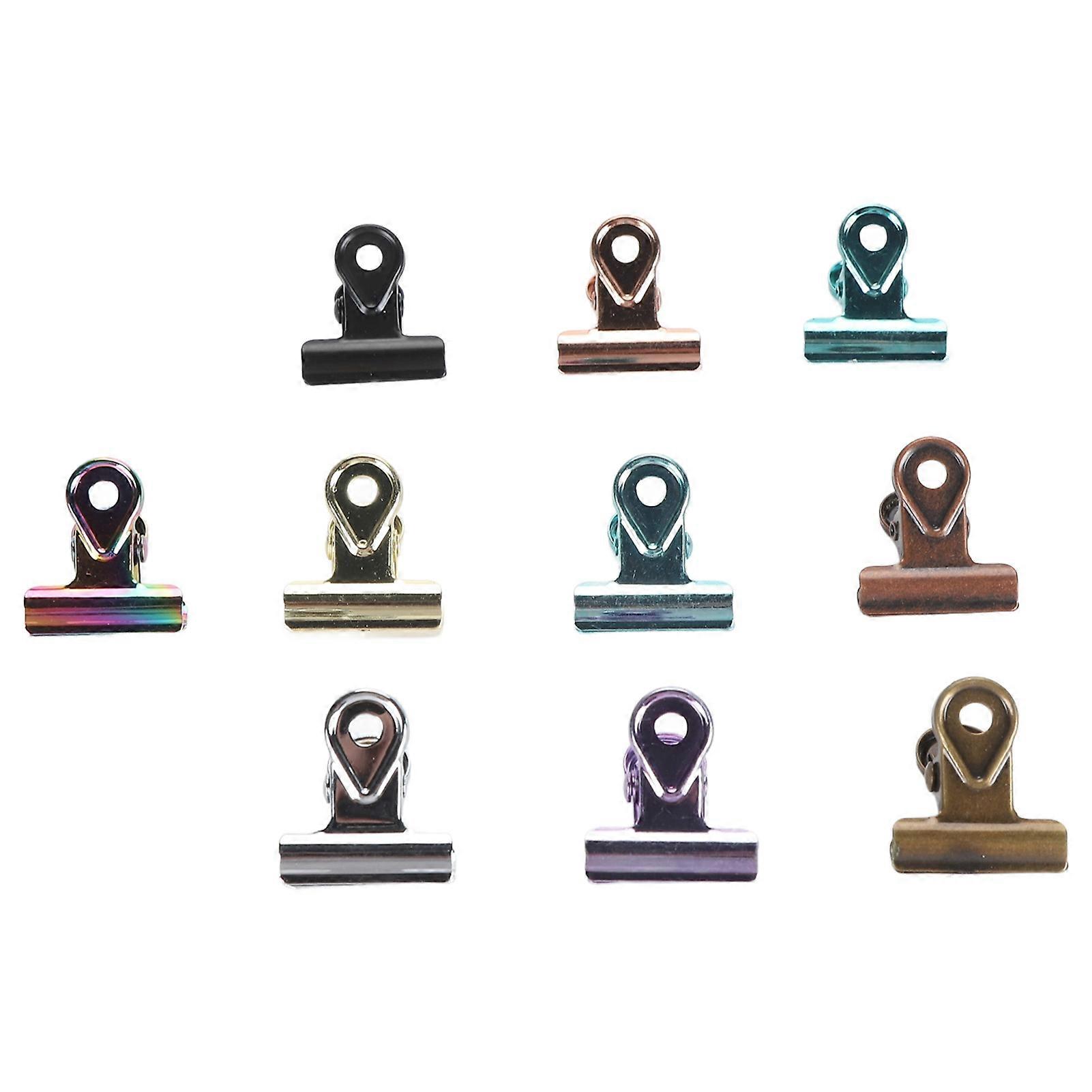 10pcs Colored Dustproof Rustproof Electroplated Metal Hinge Clips Small Hanging Paper Clamps for Photos Files Recipes