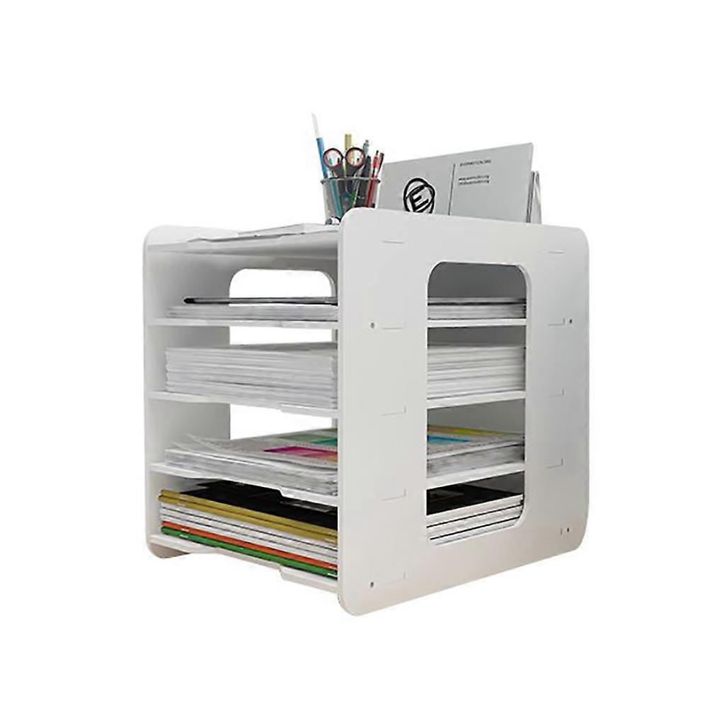 5 Tier Desk Organizer Letter Tray Desk File Holder White & A4 Paper Tray Document Storage Desk Tray Stackable Document Holder for Home Office School