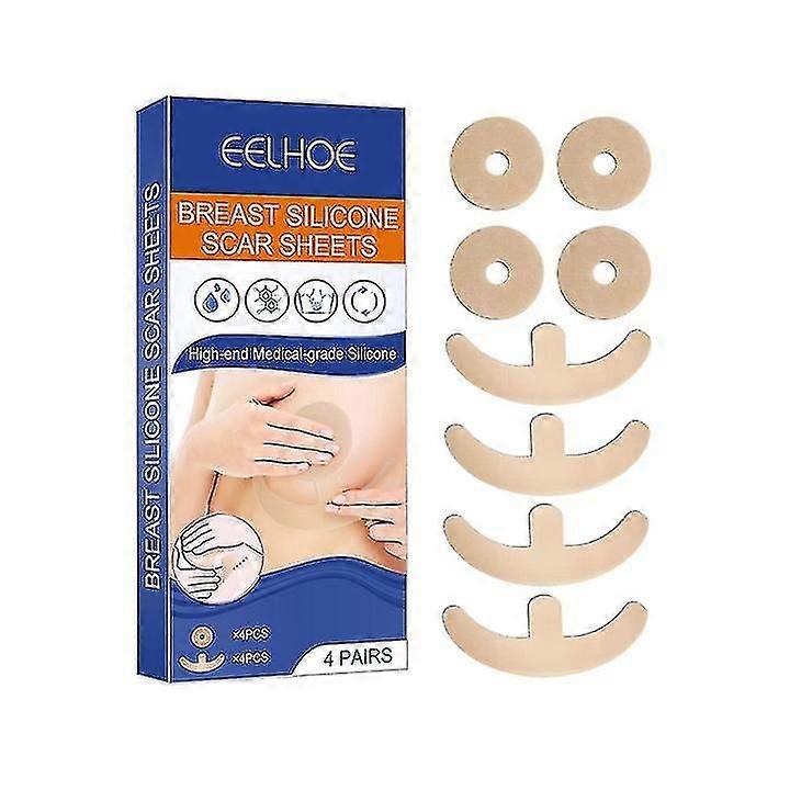 Silicone Scar Sheets Silicone Scar Sheets for Breast 8 Pack Breast Reduction After Surgery for Scars, Scar Removal Sheets, 4 Areola Soft Strips & 4 An
