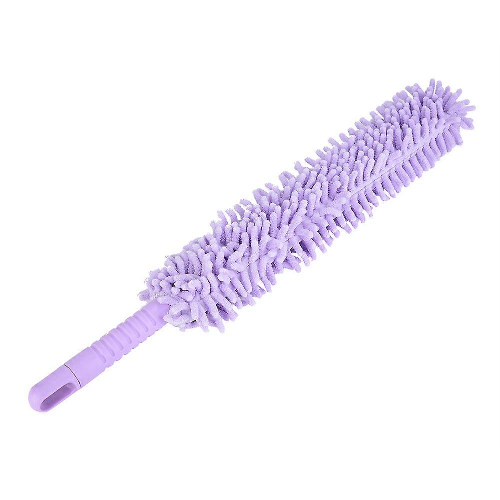 Extendable and removable telescopic microfiber cleaning duster with extendable brush (purple)