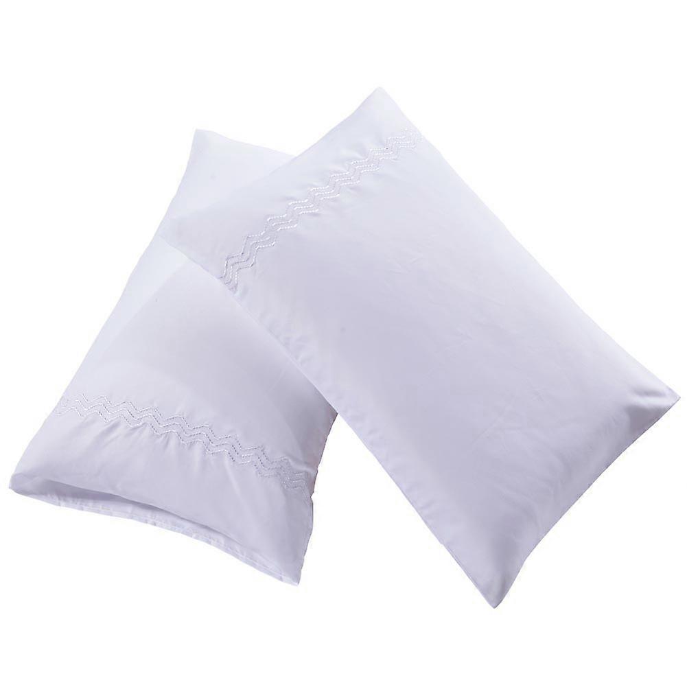 2pcs Polyester Breathable Dustproof Pillowcase Pillow Case (White King)