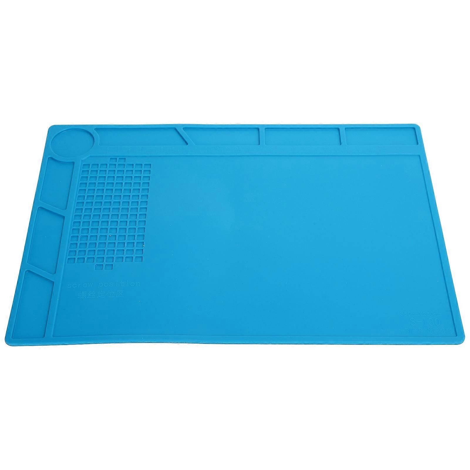 Heat Resistant Silicone Work Mat With Non Slip Surface, Soldering Mat Featuring Built In Scale Ruler And Storage Compartments For Electronics Repair