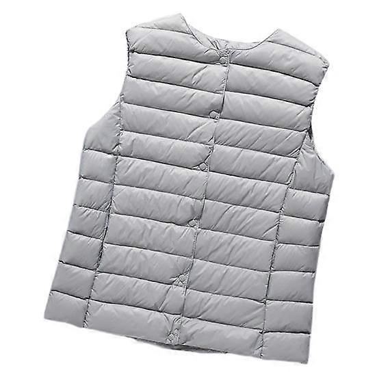 Fall Winter Women Jacket Sleeveless Padded Down Coat Single-breasted Round Neck Heat Retention Inner Wear Outerwear Outdoor Work Waistcoat