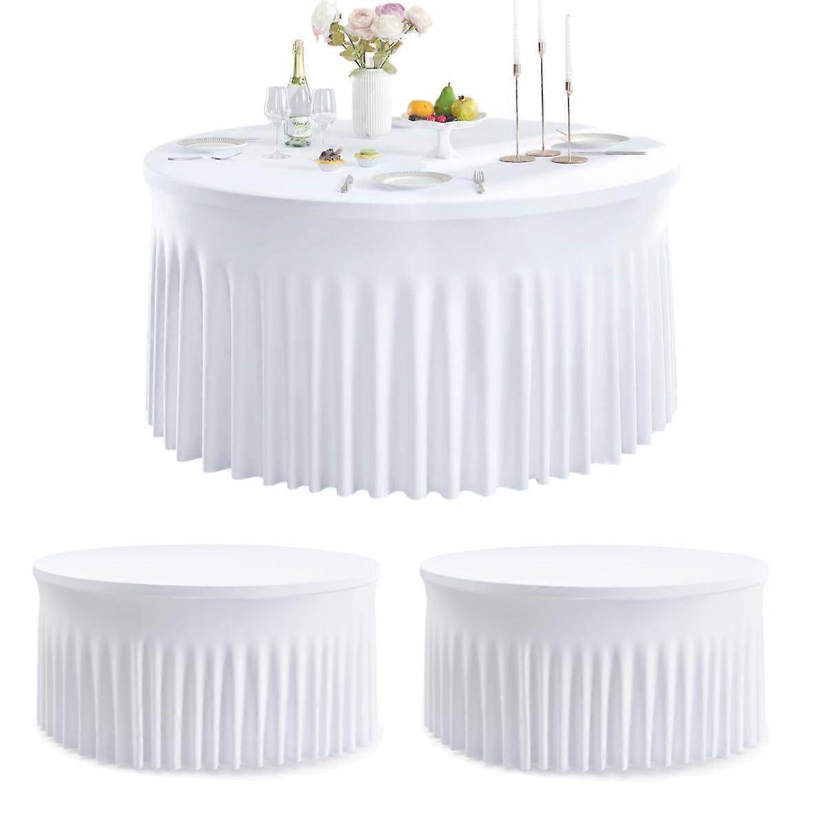 2 Pack Spandex Tablecloths for Events 120-Inch
