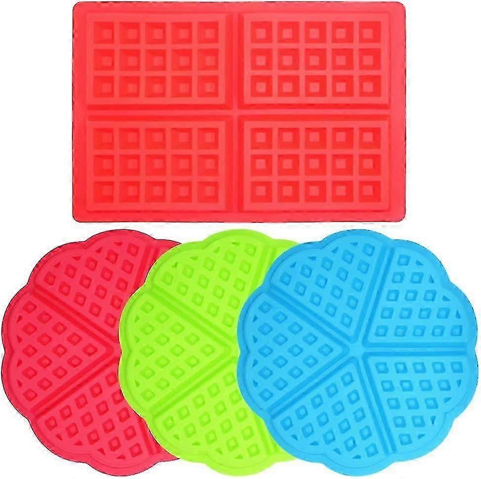 4 Pcs Waffle Mold,silicone -shaped Square-shaped Waffle Baking Molds Muffin Pans Chocolate Bread Pie Flan Bakeware