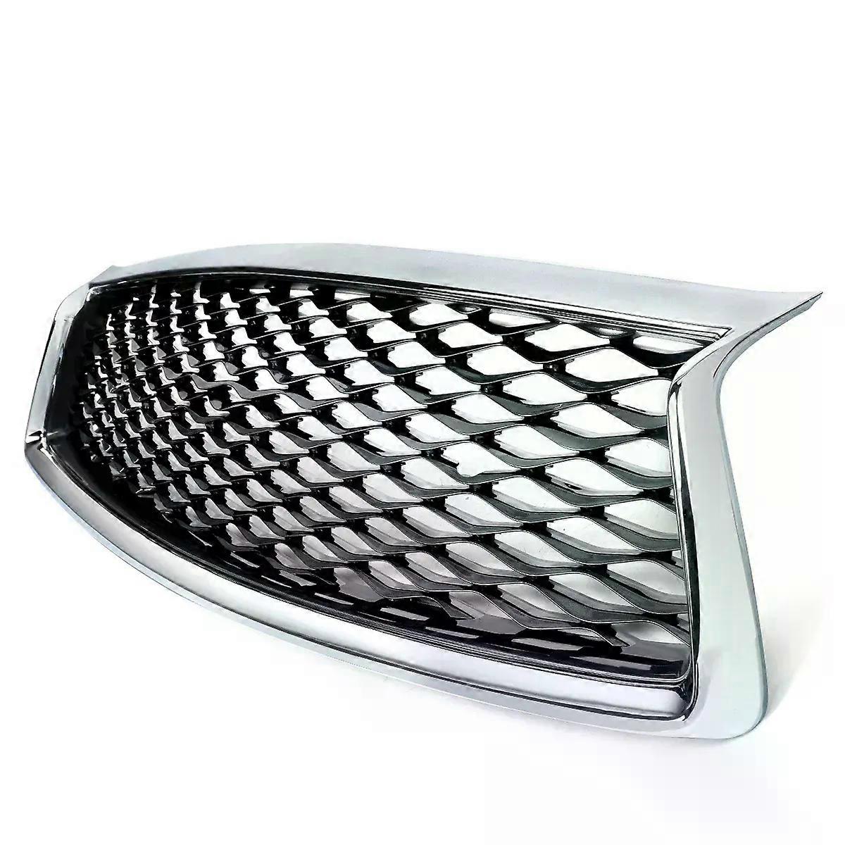thumbnail interactive-video image 1 of Gloss Black Front Bumper Upper Grille For 2018-2022 Infiniti Q50 – Mesh Style – Direct Replacement 1 of 3
