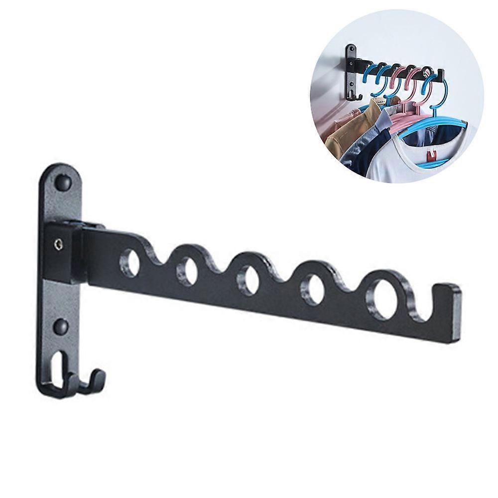 Foldable clothes hook, wall mounted, clothes airer bar, matt black