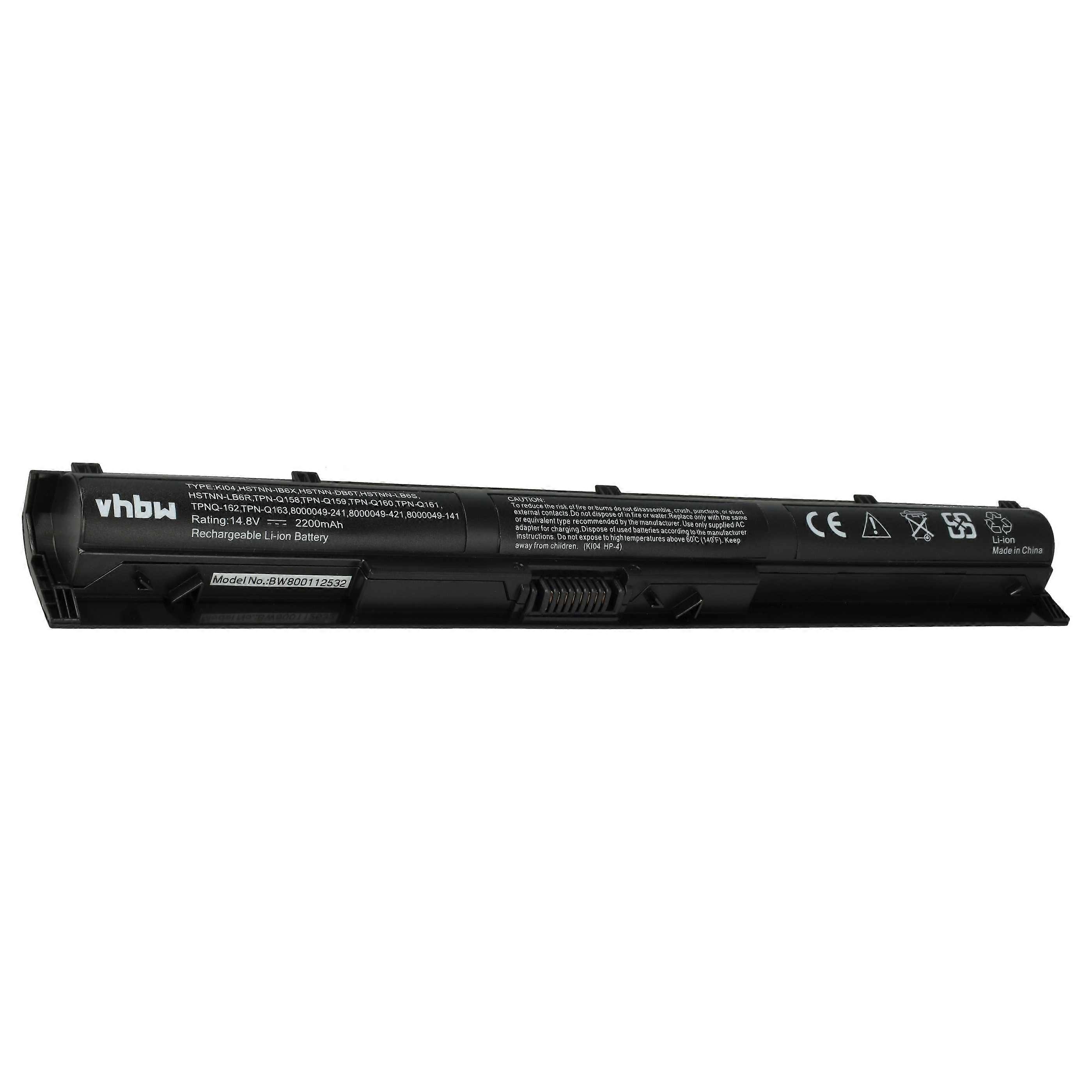 Batterie vhbw compatible avec les ordinateurs portables HP Pavilion 17T-G099, 17T-G100, 17-g000, 17-g099, 15T-AB100, 17-g, 15T-AB099 (2200 mAh, 14,8 V, Li-Ion)