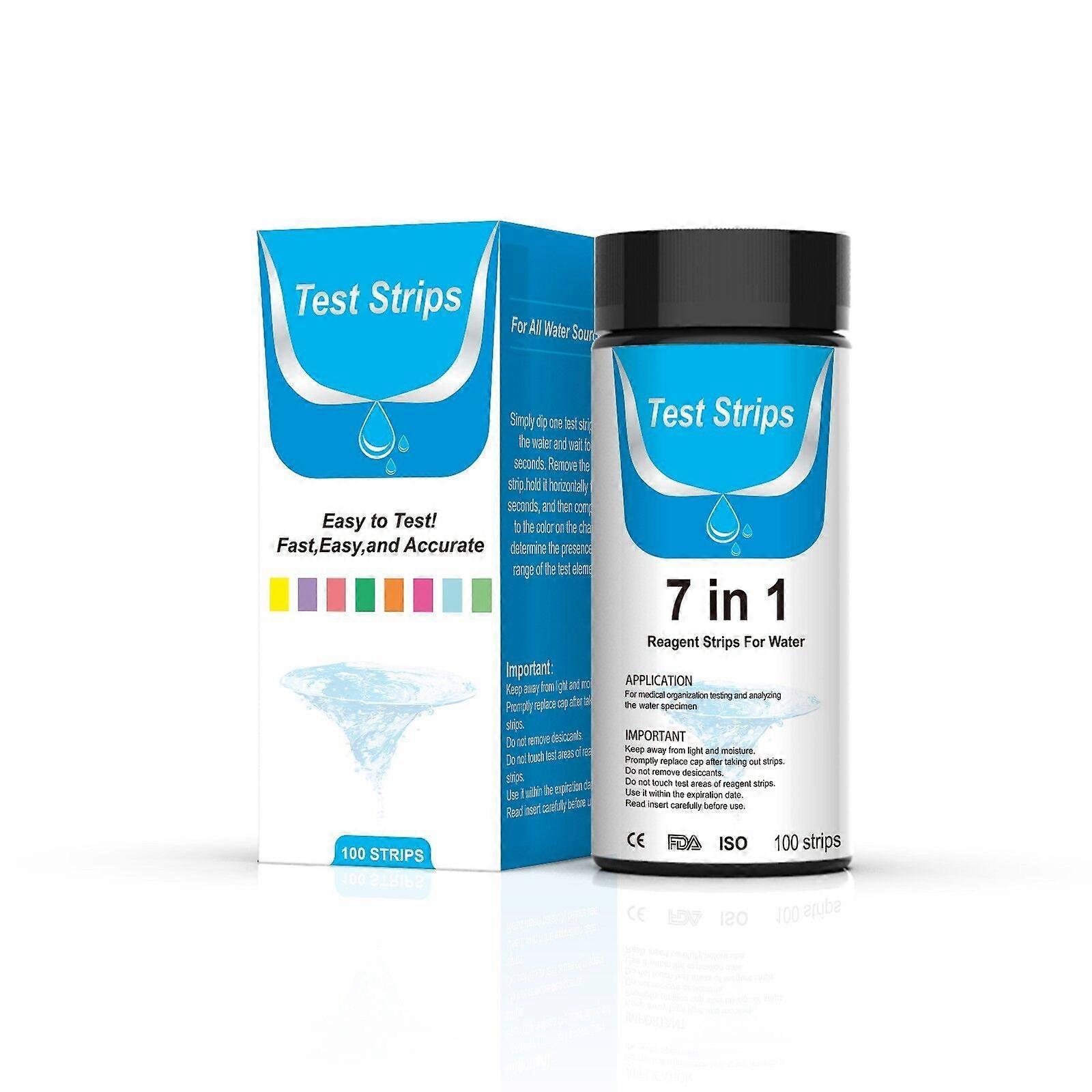 100pcs 7-EN-1 Bandelettes de test d’aquarium Kit de test d’aquarium d’eau douce d’eau salée Test d’eau pour détecter PH NO3 NO2 GH KH CI TCL