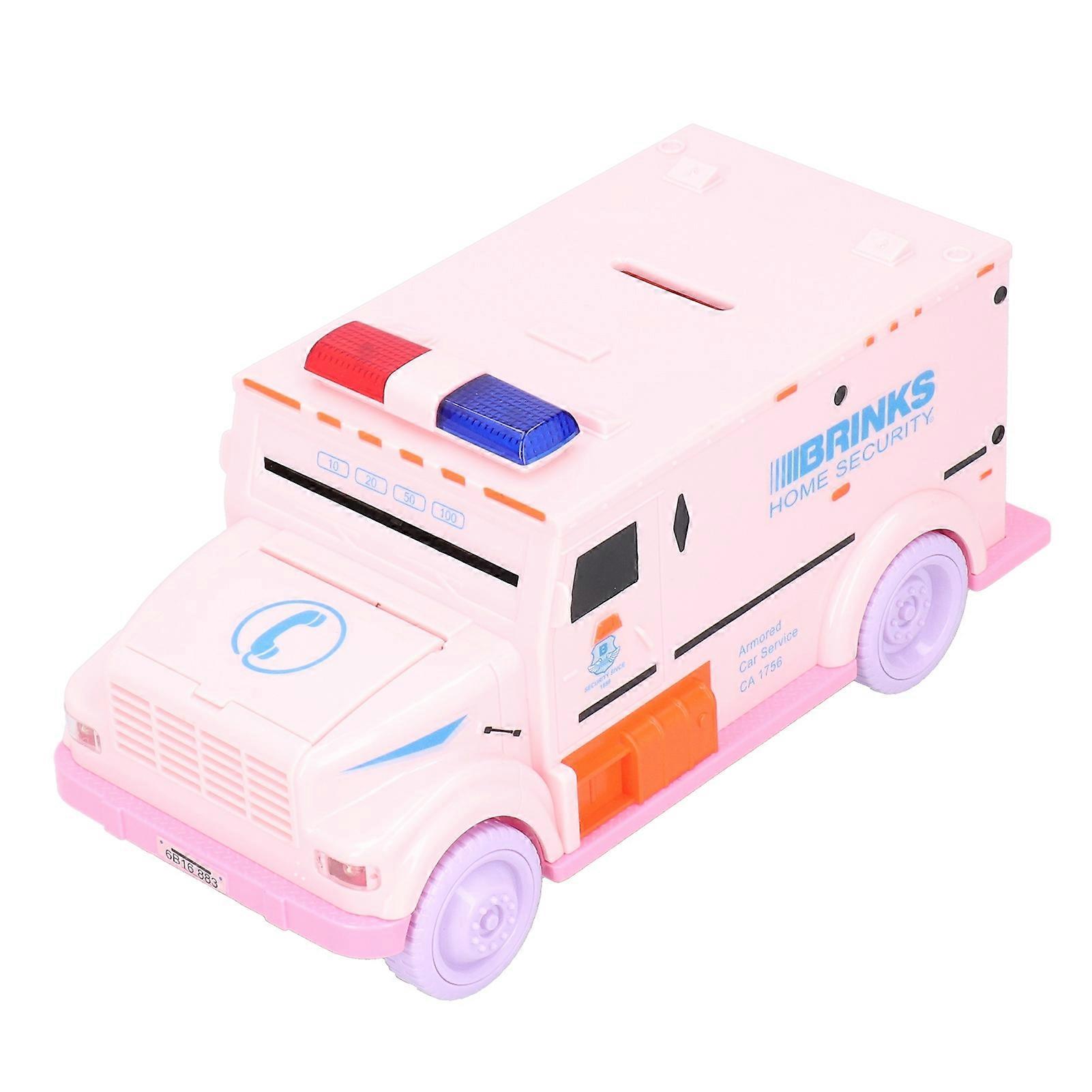 Coin Money Saving Box Innovative Car-Shaped Password Piggy Bank with Light Music Gifts Pink