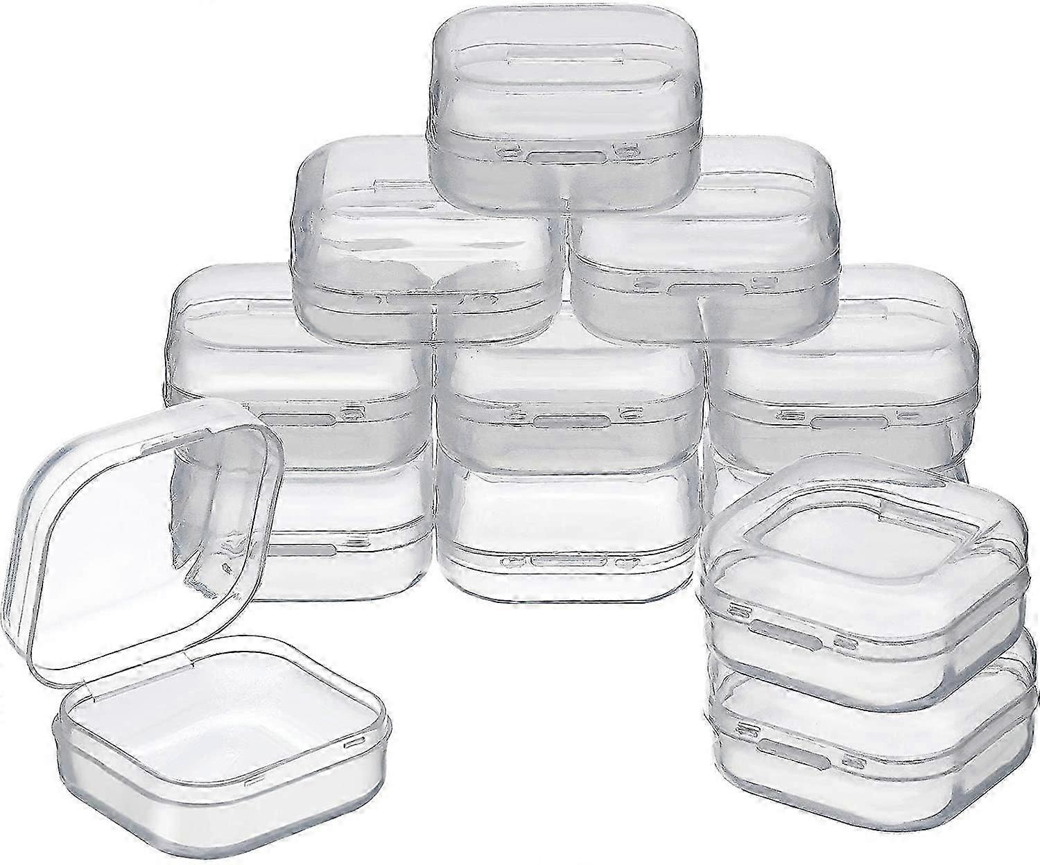 12 Pack Clear Plastic Beads Storage Containers Box with Hinged Lid for Beads and More