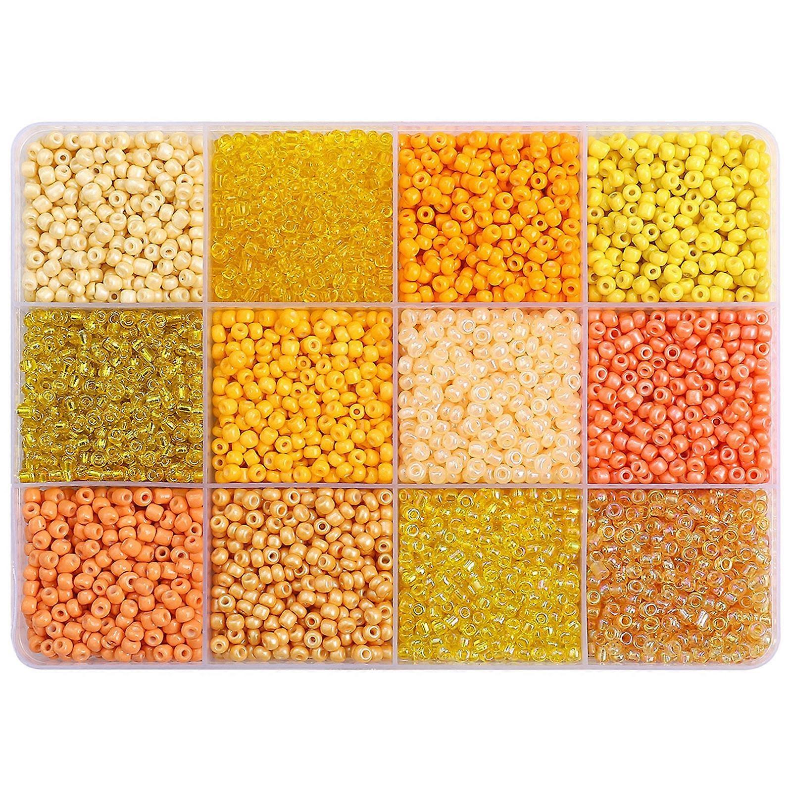 Multipurpose 12 Compartment Plastic Box Chic Round Bead Ornament Bead Holder with 12 Divisions for Workshop Organization Yellow