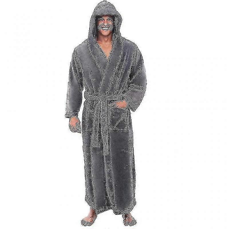 "Men's Bathrobes - Long Hooded Terry Robe For Resort, Spa, And Home XiXi"