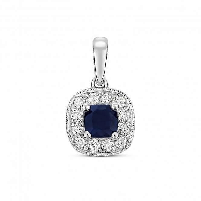 Diamond And Sapphire Cushion Pendant PD242WS