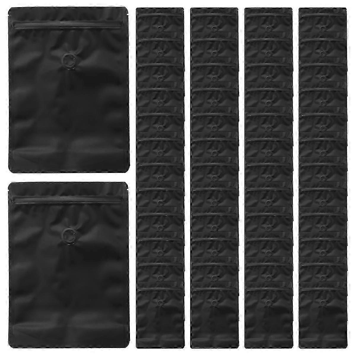 50 יחידות מט לבן / שחור רדיד אלומיניום רדיד קפה שקית שסתום קפה רדיד אלומיניום אנכי פולי קפה שקית שסתום פליטה חד כיוונית שקית אריזה 250 גרם שחור JS