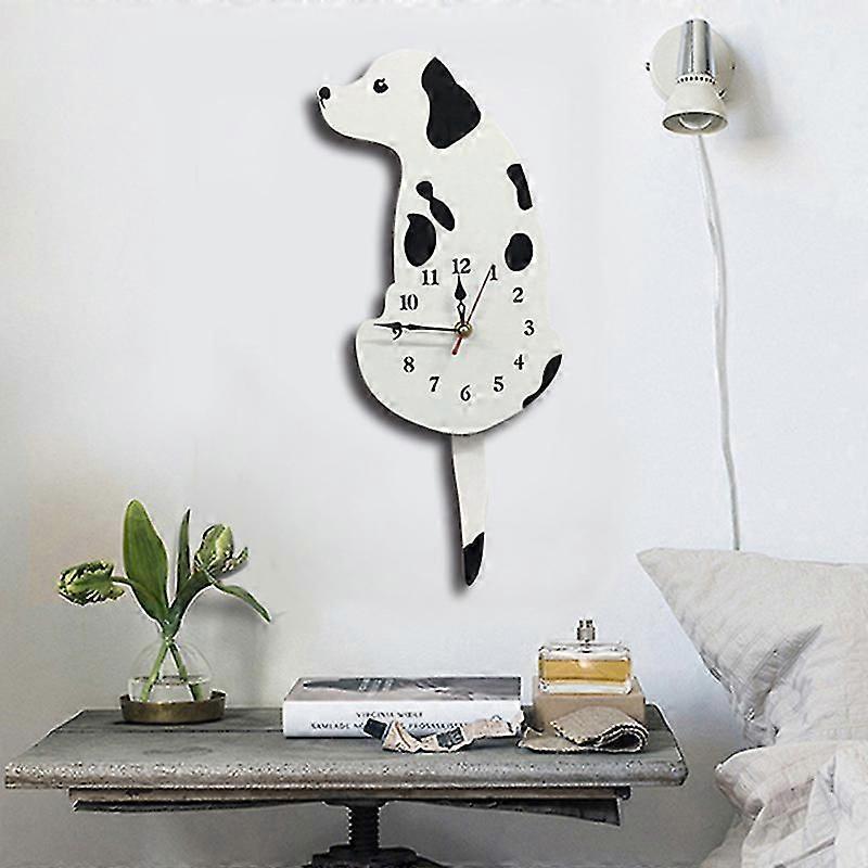 Dog Shape Pendulum Wall Clock Creative Acrylic Wall Clock with Wagging Tail Home Decor Silent