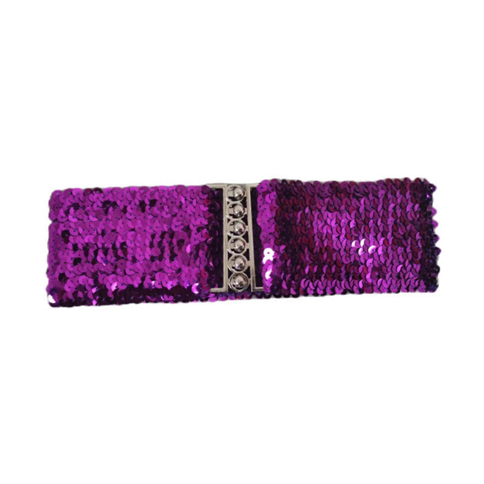 Blingbling Sequins Waspie Corset Belt Teens Girl Underbust Corset Waist Shaping Band Party Girdle Belt Dress Accessories  Purple